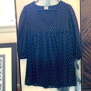 Aritzia JINX Black Polka Dot Babydoll Dress